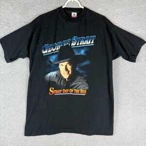 George Strait Strait Out Of The Box Tour Shirt Mens XL Black Vintage USA Made